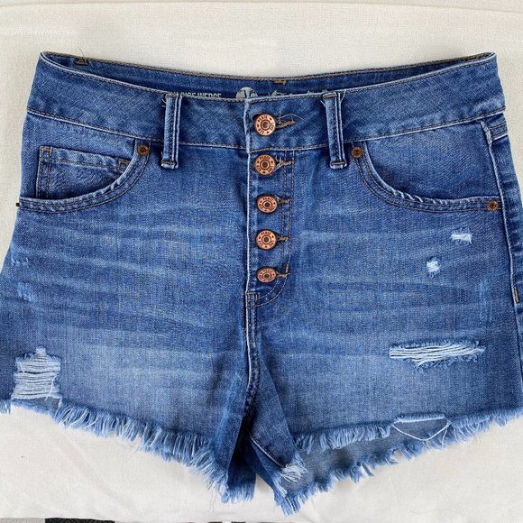 Rewash Super High Rise Destructed Jean Shorts - Picture 1 of 6